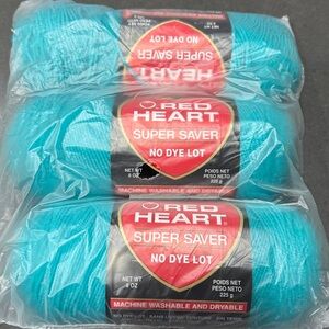 Red Heart Super Saver Yarn in 359 med. Teal. 2+ Skein Bundle! 8 oz Skeins.
